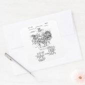 Blauwdrukdiagram van  motorblok - Mannen Vierkante Sticker (Envelop)