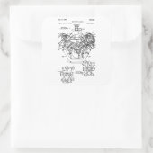 Blauwdrukdiagram van  motorblok - Mannen Vierkante Sticker (Tas)