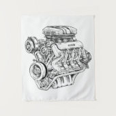 Blauwdrukdiagram van  motorblok - Mannen Wandkleed (Voorkant)