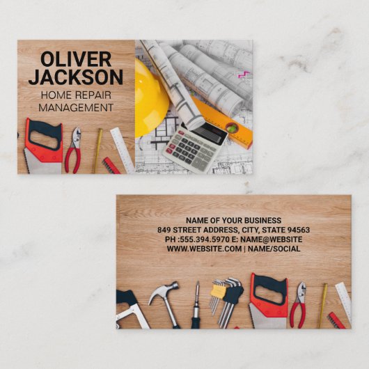 Blauwdrukken | Bouwgereedschap Visitekaartje (Voorkant / Achterkant)