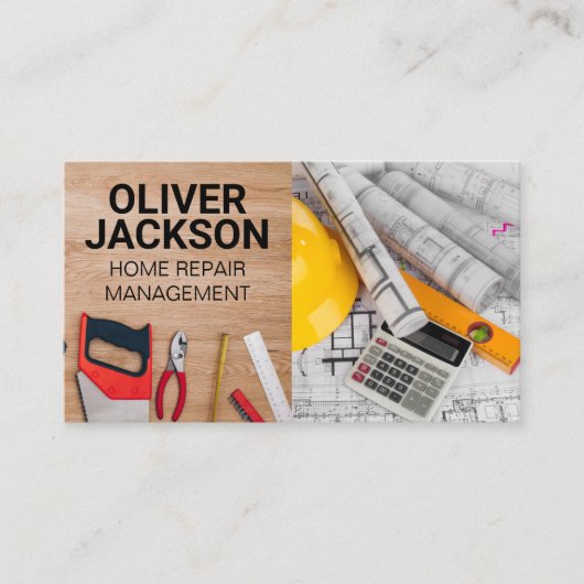 Blauwdrukken | Bouwgereedschap Visitekaartje (Voorkant)