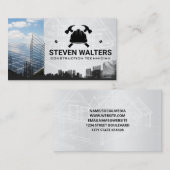 Blauwdrukken | Bouwnijverheid Logo | Eigenschappen Visitekaartje (Voorkant / Achterkant)