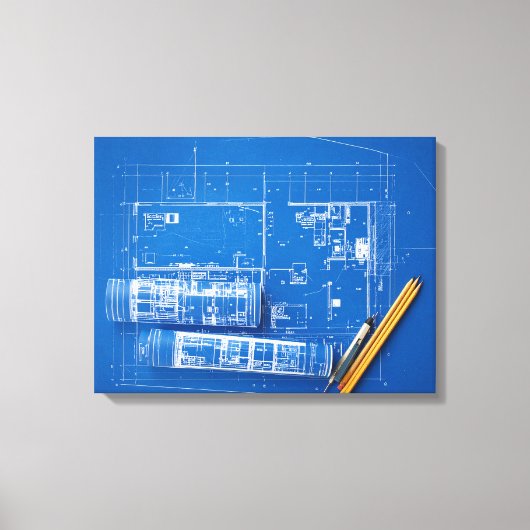 blauwdrukken canvas afdruk (Voorkant)