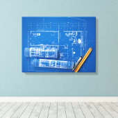 blauwdrukken canvas afdruk (Insitu (Houten vloer))