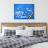 blauwdrukken canvas afdruk (Insitu (Slaapkamer))