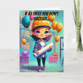 Blauwdrukken en Vrouw Engineer Verjaardag Kaart (Voorkant)