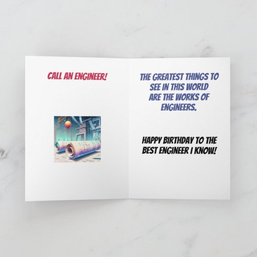 Blauwdrukken en Vrouw Engineer Verjaardag Kaart (Binnen)