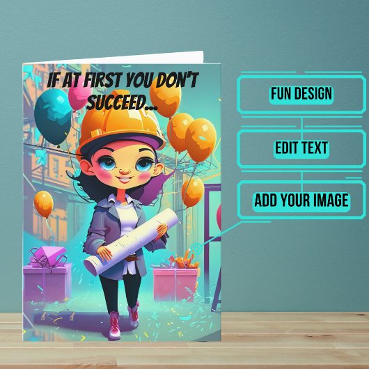 Blauwdrukken en Vrouw Engineer Verjaardag Kaart