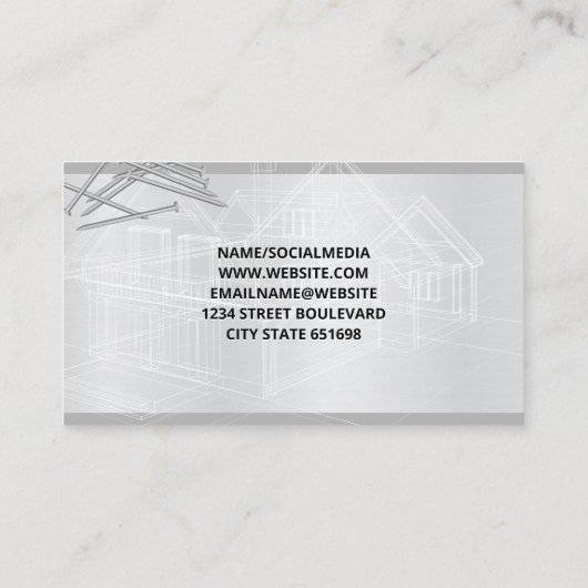 Blauwdrukken | Hamer en nagels Visitekaartje (Achterkant)