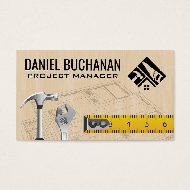 Blauwdrukken | Handgereedschap | Meetlint Visitekaartje (Voorkant)