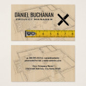 Blauwdrukken | Hout | Tape-maatregel Visitekaartje (Voorkant /achterkant)