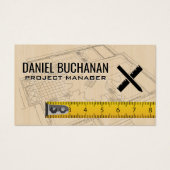 Blauwdrukken | Hout | Tape-maatregel Visitekaartje (Voorkant)