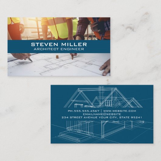 Blauwdrukken van architecteningenieurs | Bouw Visitekaartje (Voorkant / Achterkant)