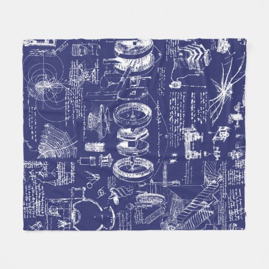 Blauwdrukken van Da Vinci // Fleece Deken (Voorkant (Horizontaal))