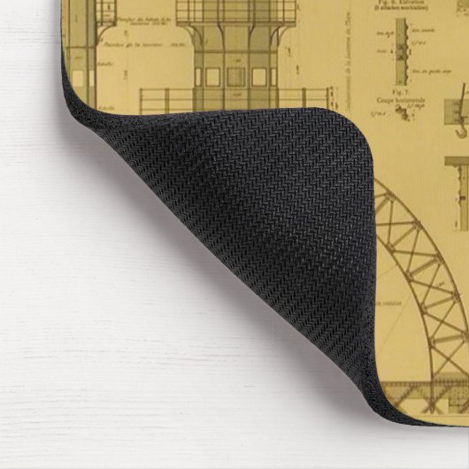 Blauwdrukken voor Eiffel Tower Muismat (Hoek)