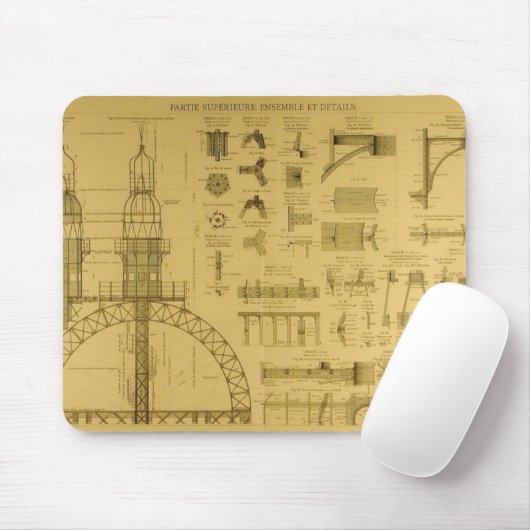 Blauwdrukken voor Eiffel Tower Muismat (Met muis)