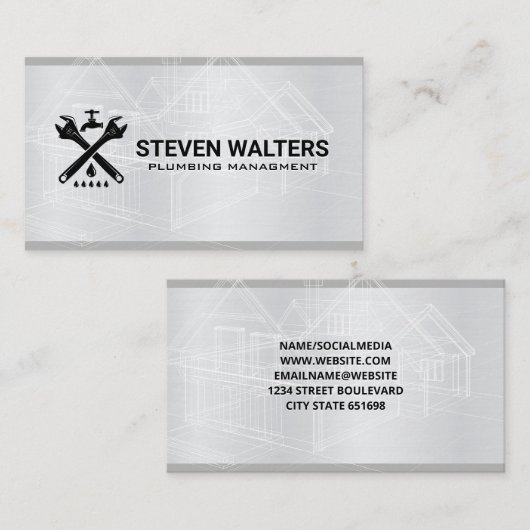 Blauwdrukken | Wrench en spout Logo Visitekaartje (Voorkant / Achterkant)