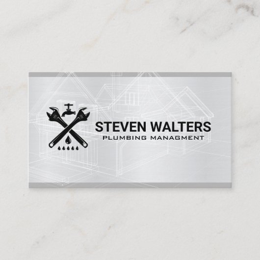 Blauwdrukken | Wrench en spout Logo Visitekaartje (Voorkant)
