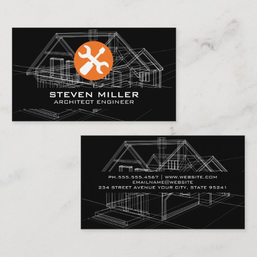 Blauwdrukschema's | Carpentry-tools voor architect Visitekaartje (Voorkant / Achterkant)