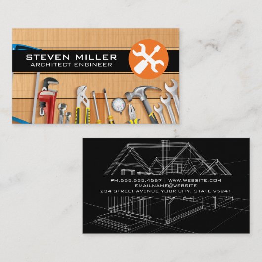 Blauwdrukschema's | Handgereedschap | Hout Visitekaartje (Voorkant / Achterkant)