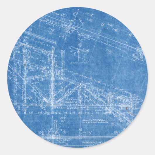 blauwdruktextuur ronde sticker (Voorkant)