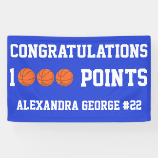 Blauwe 1000 Basketbal Carrière Punten Scorer Spele Spandoek