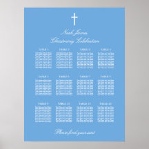 Blauwe 12 Tafel Doopstoel Plaatskaart Poster