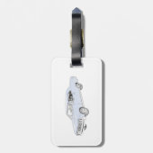 Blauwe 1967 Chevy Chevelle Pencil Stijltekening Bagagelabel (Achterkant verticaal)