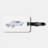 Blauwe 1967 Chevy Chevelle Pencil Stijltekening Bagagelabel (Achterkant horizontaal)