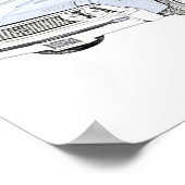 Blauwe 1967 Chevy Chevelle Pencil Stijltekening Poster (Hoek)