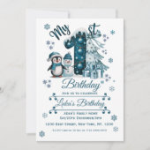 Blauwe 1e verjaardag Kerstmis Kaart (Voorkant)