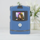Blauwe 2000s Flip Telefoon Verjaardag Kaart (Staand voorkant)