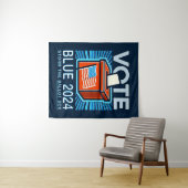 Blauwe 2024 presidentsverkiezingen wandkleed (In Situ (horizontaal))