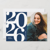 Blauwe 2026 Foto Afstudeerfeest Uitnodiging (Voorkant)