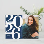 Blauwe 2026 Foto Afstudeerfeest Uitnodiging (Staand voorkant)