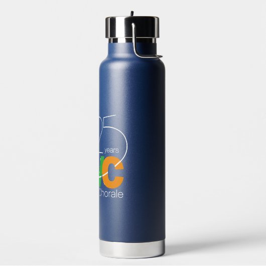 Blauwe 25e Jubileum NWC Waterfles met Stro (Links)