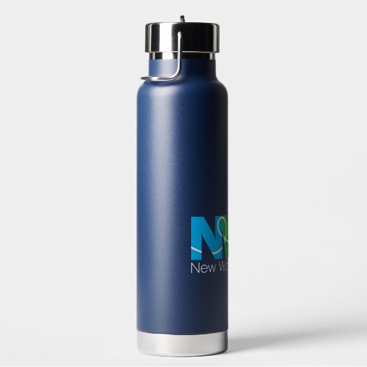 Blauwe 25e Jubileum NWC Waterfles met Stro (Rechts)