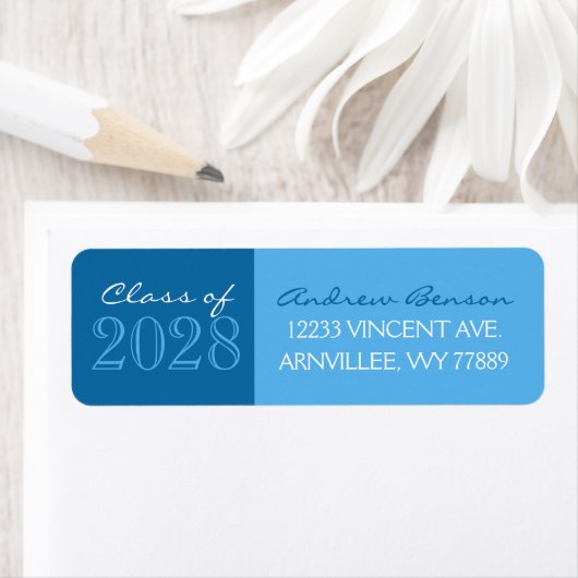 Blauwe 2-getinte afstudeerlabels voor retouradres etiket (Insitu)