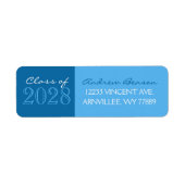 Blauwe 2-getinte afstudeerlabels voor retouradres etiket (Voorkant)