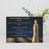 Blauwe 30e verjaardag partij schaakkoning kaart (Staand voorkant)