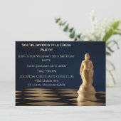 Blauwe 30e verjaardag partij schaakpion kaart (Staand voorkant)