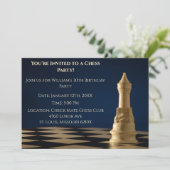 Blauwe 30e verjaardag partij schaaktang kaart (Staand voorkant)