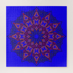 Blauwe 3D Art Mandala Legpuzzel