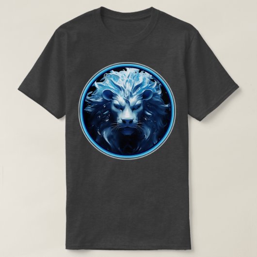 Blauwe 3D Leeuwenkop T-shirt (Design voorkant)