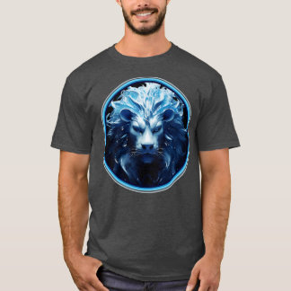 Blauwe 3D Leeuwenkop T-shirt