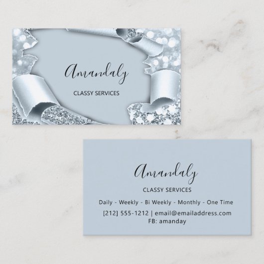 Blauwe 3D Makeup Event Planner Glitter Visitekaartje (Voorkant / Achterkant)