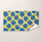 Blauwe 3d rozen bad handdoek (Handdoek)