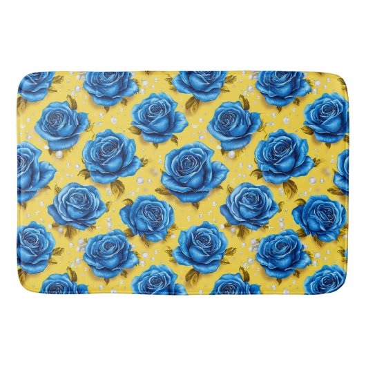 Blauwe 3d rozen badmat (Voorkant)