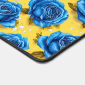 Blauwe 3d rozen bureaumat (Hoek)