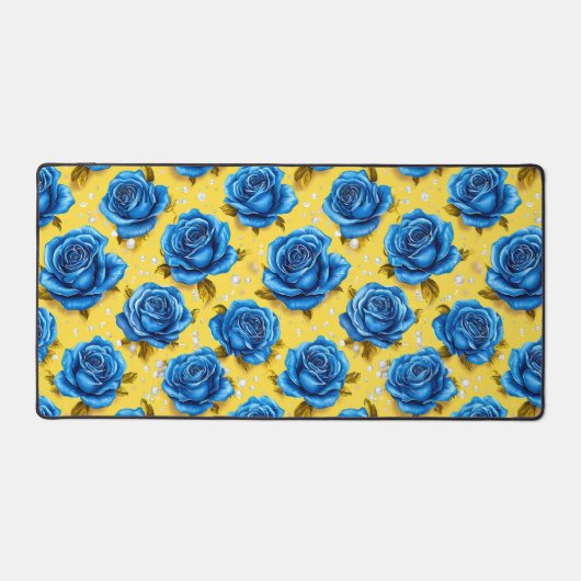 Blauwe 3d rozen bureaumat (Voorkant)